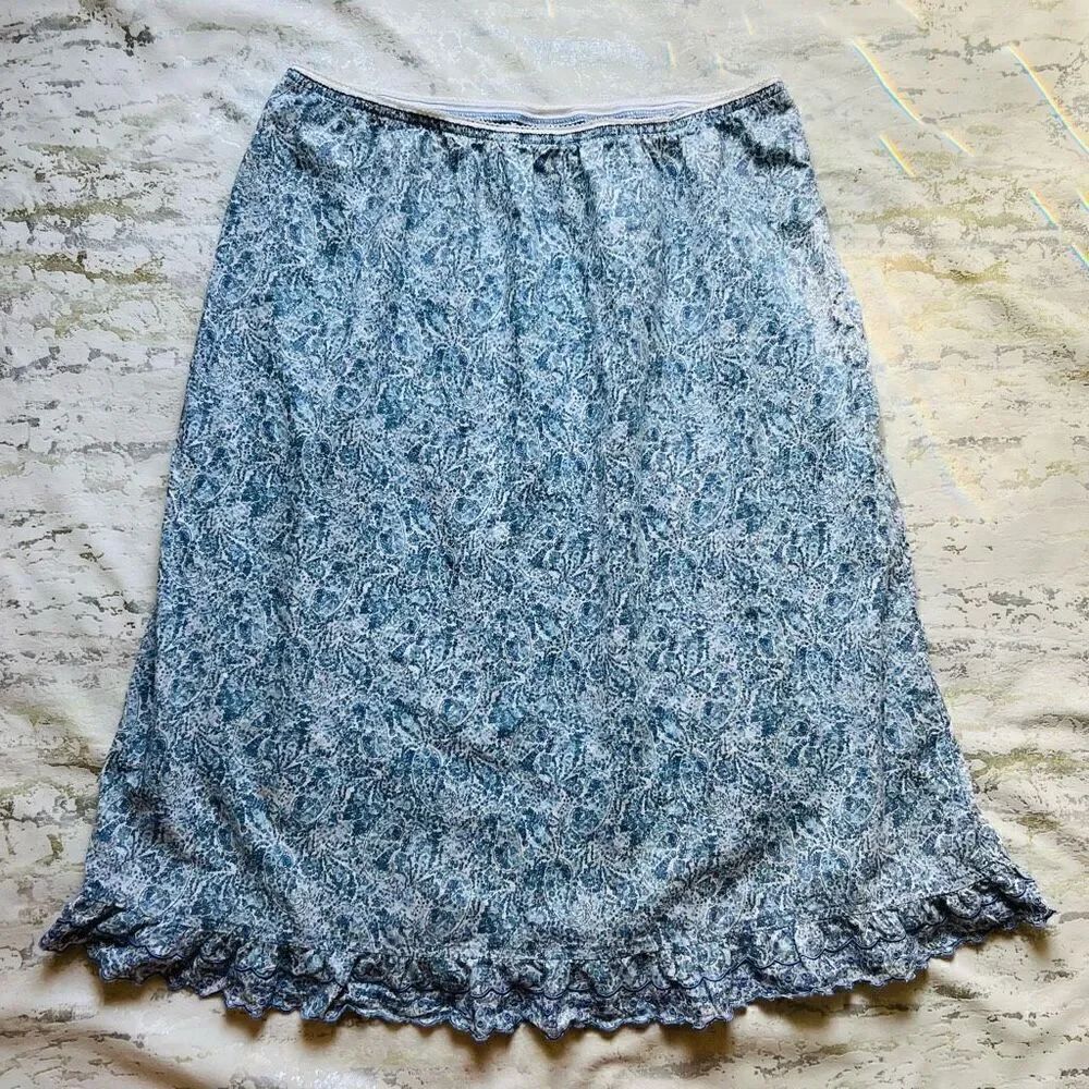 Liz Claiborne Y2K Vintage cottage core slip skirt western paisley ruffle